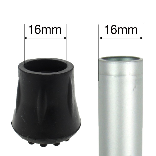 16mm (5/8") Type C Rubber Ferrules For Walking Sticks & Chair Legs