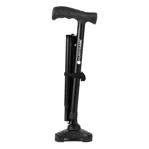 HurryCane Folding Walking Stick - Comfort Edition -Black